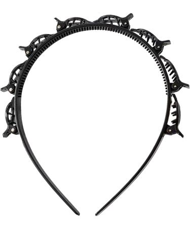 Headband With Clips Fashion Hairband With Clips | Toothed Braid Tool Professional Weave Bangs Clip For Styling & Comfort For Women Girls Black - Buy Online on GoSupps.com