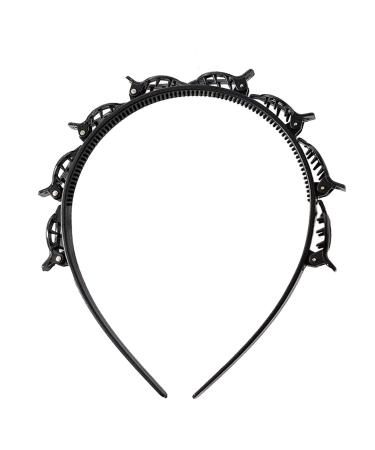 Headband With Clips | Fashion Headband Braid Tool Professional Toothed Twist Clip Headband For Easy Braiding Secure Grip Headband Braid Tool For All Hair Types Black