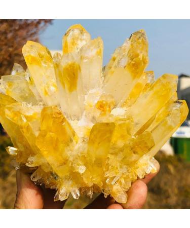 Yellow Tibetan Quartz Crystal Cluster Specimen (Size : 500-550g)