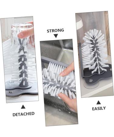 Solustre 2-Pack Cup Brush & Bottle Scrubber Cleaner - Suction Cup Scrubber for Water Bottles Glass & Baby Bottles - Dark Gray - Buy Online on GoSupps.com