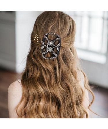 Kytpyi Magic Elastic Beaded Hair Comb Slides - 2 PCS Double Sided Clips for Women & Girls | DIY Hair Styling Accessories for Daily Life - Buy Online on GoSupps.com