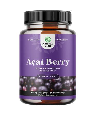 Natural Acai Berry Weight Loss Supplement Detox Products Antioxidant Superfood Cleanse and Burn Fat Improve Health Boost Energy and Digestion 60 Count (Pack of 1)