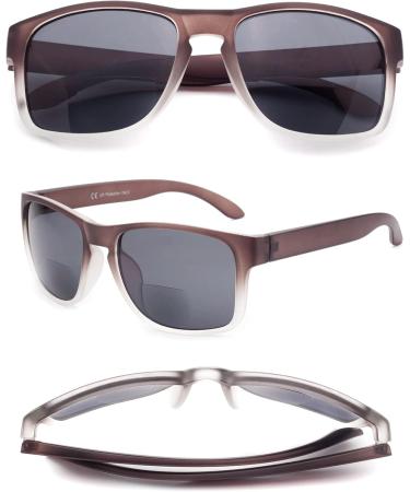 Bifocal Sunglasses for Men - Wrap-Around Sports Sun Readers Oversized NO Line UV400 Protection - Black & Grey 2.5x - Buy Online on GoSupps.com