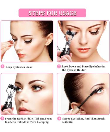 4 in 1 Eyelash Curler Kit for Women - Black Lash Curler Comb Eyebrow Brush & 4 Refill Pads for Perfect Curved Eyebrows - Buy Online on GoSupps.com