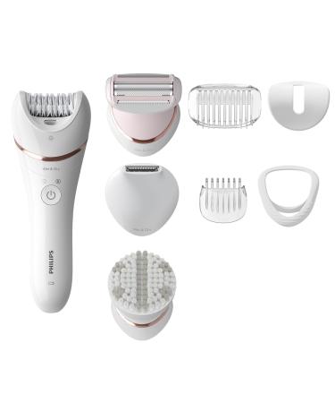 Philips Epilierer Series 8000 wireless wet and dry depilier for legs and body hair removal device with 8 accessories razors long-haired cutters and body peeling device (Bre735/00)