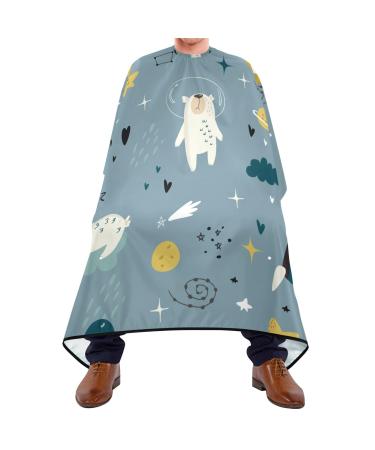 Waterproof Barber Cape -Cute Polar Bear in The Space Cheetah Haircut Bib for Men Unisex Hair Cutting Cape(8rp1a)