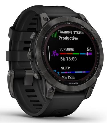 Garmin fenix 7 Solar, adventure smartwatch, with Solar Charging Capabilities, rugged outdoor watch with GPS, touchscreen, health and wellness features, slate gray with black band - Buy Online on GoSupps.com