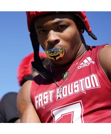 Loudmouth 3D Beast Chrome Black/Gold Football Mouth Guard for Adults & Youth | Maximum Air Flow Sports Mouthpiece - Buy Online on GoSupps.com