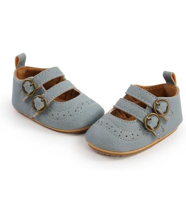 Baby Girls First Walking Shoes Mary Jane PU Leather Anti-Slip Princess Shoes - F Blue (0-6 Months) - Buy Online on GoSupps.com