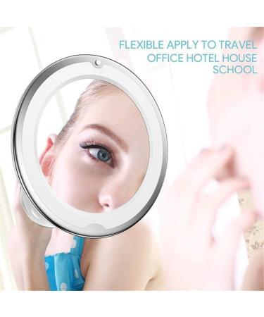 10X Magnifying Makeup Mirror with LED Light, Flexible Gooseneck, Power Locking Suction Cup - Portable and Bright Vanity Mirror for Travel and Home - Buy Online on GoSupps.com