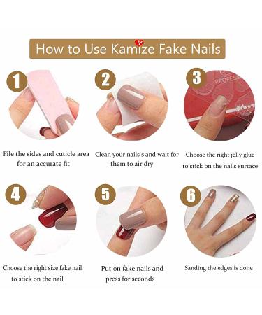 Kamize Stiletto Press on Fake Nails with Rhinestones and Flower Design - Full Cover Acrylic Bling False Nails for Women and Girls - Buy Online on GoSupps.com