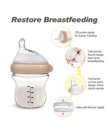 Haakaa Gen.3 Natural Glass Baby Bottle 4.2oz - Anti-Colic Nipple, Easy to Clean, BPA Free | 0M+ Breastfed Babies | Peach 4oz - Buy Online on GoSupps.com