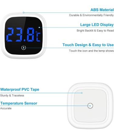 Buy Brifit Mini Digital Aquarium Thermometer - LED Display Touch Screen High Precision for Freshwater & Marine Aquariums - 1 Piece (White) - Buy Online on GoSupps.com