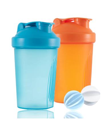 Hiusity Shaker protein shake protein shaker with ball for super creamy fitness protein shakes protein shake cup gym shaker durable exhaustive odor -neutral shake cup 400ml 400ml blue+orange