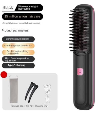 Mini Cordless Hair Straightening Brush for Women - USB Rechargeable Anti-Scald Ceramic Hot Comb - Lightweight Portable Hair Styler in White - Buy Online on GoSupps.com