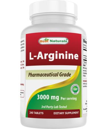 Best Naturals L-Arginine 3000mg Per Serving - 240 Tablets - Pharmaceutical Grade - Non-GMO & Gluten Free - Made in The USA