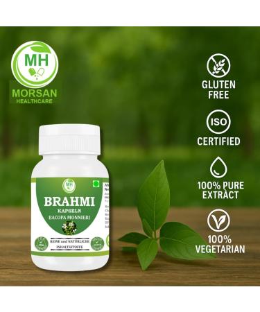  Morsan Healthcare Brahmi (Bacopa monnieri) Capsules | Pack of 60 x 500 mg Vegetarian Capsules | Natural Food Supplement | GMP Certified | Gluten-Free (120) - Buy Online on GoSupps.com