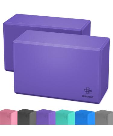 Overmont Yoga Block 2 Pack Supportive Latex-Free EVA Foam Soft Non-Slip Surface for General Fitness Pilates Stretching and Meditation Purple_9*6*3