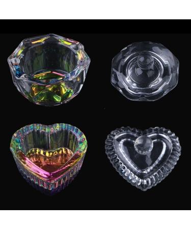 OLACD Fashion Cute Nail Art Crystal Dishes with Lids - Home Salon Glass Bowls Small and Colorful Set of 2 - Buy Online on GoSupps.com