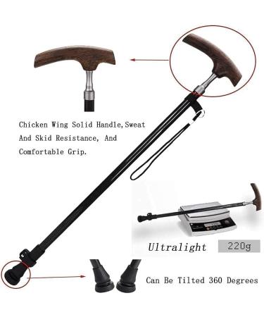 Canes Durable Elderly Crutch Carbon 220G Ultralight Chicken Wing Wood Adjustable Telescopic Rod Solid Wood Nonslip Old Walking Stick/Withstand Weight 70KG - Buy Online on GoSupps.com