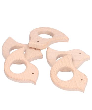 5Pcs Natural Wood Bird Teething Rings for Infant Toddler DIY Handiwork - Buy Online on GoSupps.com