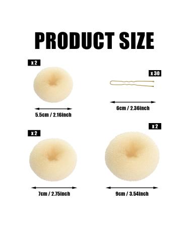 Cortney Donut Hair Maker Set | 6 Beige Haardutts + 30 Gold U-Shape Hair Clips | Perfect Updo Accessories for Girls & Women - International Shipping Available - Buy Online on GoSupps.com