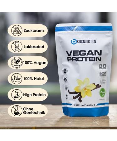 Vegan Protein Vanilla 900g - 4K Plant-Based Protein Powder | Delicious Taste Lactose & Soy-Free - Bios Nutrition (Made in Germany) - Buy Online on GoSupps.com