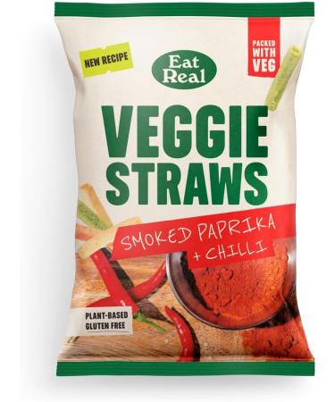 Eat Real Veggie Straws Smoked Paprika & Chilli 10 x 110g Gluten-Free Snack Option Healthy and Low Calories Rice-Based Straws - Buy Online on GoSupps.com