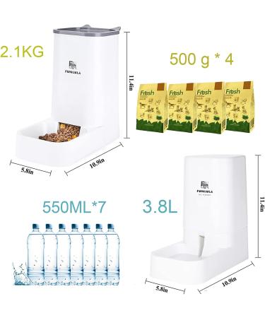 Self-Dispensing Pet Food and Water Feeder Bundle for Cats and Dogs - Automatic Gravity Dispenser Station Set for Large, Medium, Small Pets - Square Design in White - Buy Online on GoSupps.com