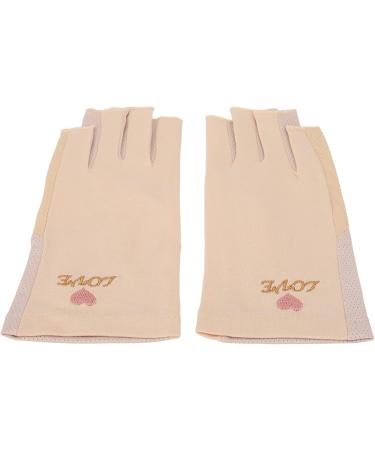 Manicure Gloves UV Protection Stretchy Breathable Fingerless Fiber Cotton Nail Lamp Gloves for Home Salon Grey (Light Yellow) - Buy Online on GoSupps.com