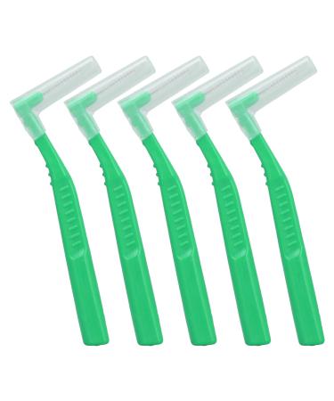 FDIT 5 L-shaped interdental brushes for effective cleaning of plaque and removing braces suitable for dental care (green)