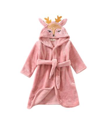Uiflqxx baby bathrobe 3D animal-baby morning coat super soft flanel hooded bath towels animal baby bathrobe nightwear baby gifts personalized 1-2 years of rose