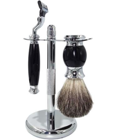 NSNT Exquisit Men's Razor Brush Set | Stainless Steel Manual Holder | Fashionable Hair Care Tool Gift | 10x17cm Silver - Buy Online on GoSupps.com
