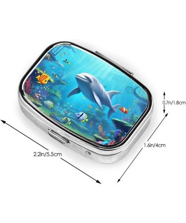 Ocean Animals Printed Square Pill Box | Portable Travel Medicine Organizer | International Shipping Available - Buy Online on GoSupps.com