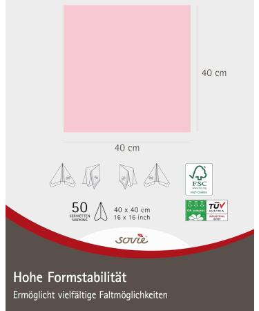 Sovie Linclass Pink Airlaid Napkins - 50 High-Quality Disposable Napkins (40x40 cm) - Tearproof & Absorbent - Perfect for Weddings & Parties - Buy Online on GoSupps.com