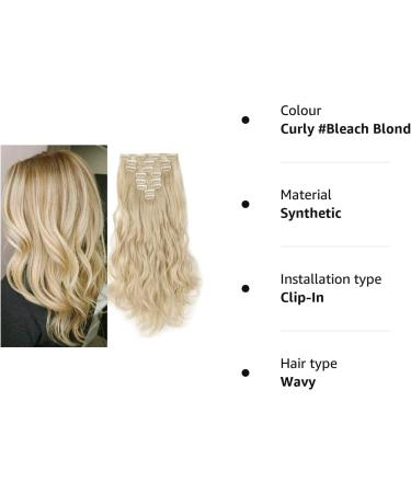 Silk-co 24 8PCS Clip in Hair Extensions Bleach Blond Synthetic Curly Wavy Hair for Full Head - Buy Online on GoSupps.com