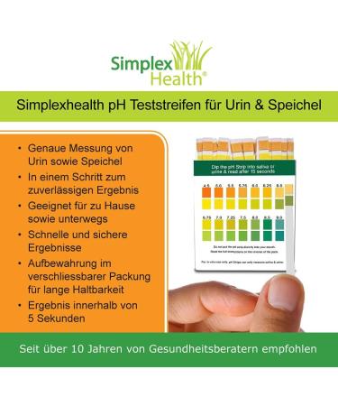 SimplexHealth pH Test Strips (100 pcs) - Track Your Acid-Base Balance in Urine & Saliva - International Shipping Available - Buy Online on GoSupps.com