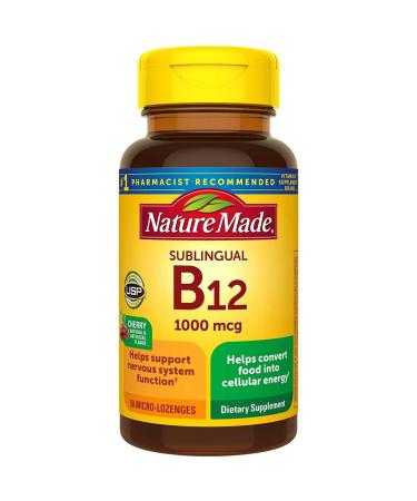 Nature Made B-12 1000 mcg Micro-Lozenges Cherry Flavor 50 ea (Pack of 2) 50 Count (Pack of 2)
