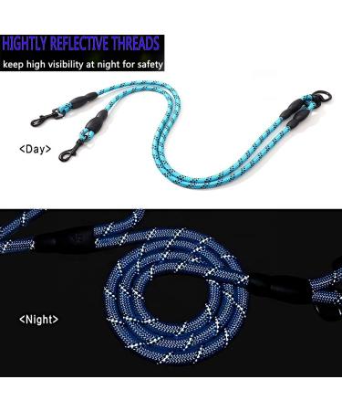 DDSCOLOUR Double Dog Leash Coupler No Tangle 360 Swivel Reflective Double Lead Dual Two Dog Lead Splitter fo Fits Small Medium Large Dogs 30 inch(Diameter:0.8-1.2cm) Blue 0.39"(1.0cm) Blue - Buy Online on GoSupps.com