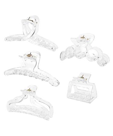 DEEKA 5 Pcs Clear Large Hair Claw Clips - White Thick Long Jaw Barrettes for Women and Girls - Buy Online on GoSupps.com