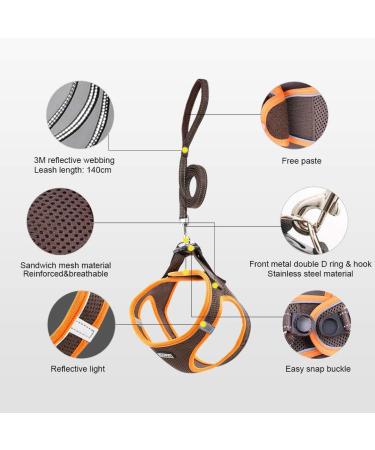 Suredoo Dog Harness with Leash - Reflective Chest Harness for Small Dogs & Cats (Brown Orange Size S) - Anti-Train Design - Buy Online on GoSupps.com