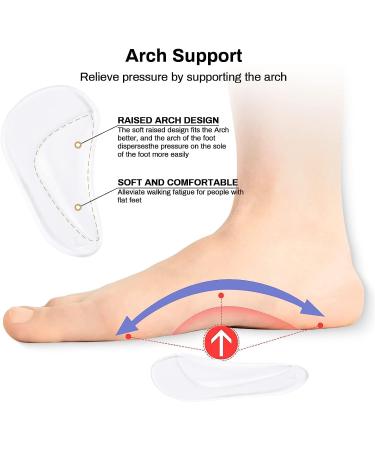 Correct Position Arch Support Shoe Insoles for Flat Feet | Gel Inserts for Plantar Fasciitis | 12 Pairs (Clear Black Beige) - Relieve Foot Pain & Pressure - Buy Online on GoSupps.com
