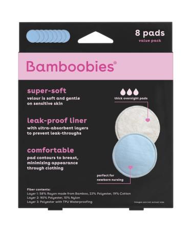 Super Soft Bamboobies Nursing Pads - Reusable & Washable Breast Pads for Breastfeeding - Milk Proof Bamboo Rayon Liner - Blue, 4 Pairs - Perfect Baby Shower Gifts - Buy Online on GoSupps.com