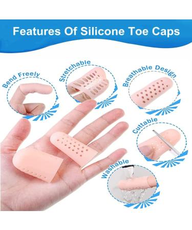 Protective Silicone Toe Caps (14 Pieces) - Breathable Gel for Corns Calluses & Bubbles - Small & Large Sizes - Beige - Buy Online on GoSupps.com