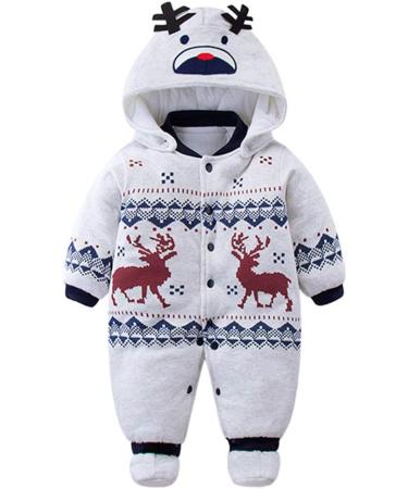 Vine Baby Hooded Romper | Cotton Thicken Jumpsuit Outfit | Unisex | 6 Months - Buy Online on GoSupps.com