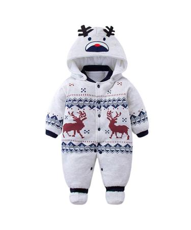 Vine Baby Clothes Boys Girls Hooded Romper Cotton Thicken Jumpsuit Outwear Cute Outfits 12 Months 12 Months J