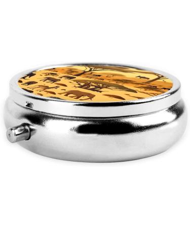 Shop African Grassland Animals Round Pill Box - 3 Compartment Organizer for Travel & Purse | Portable Pill Storage - Buy Online on GoSupps.com