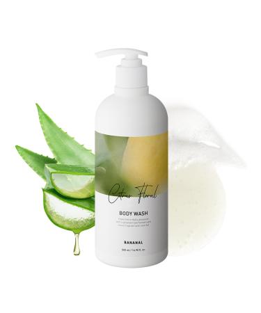 BANANAL Korean Body Wash with Hyaluronic Acid & Aloe Hydrating Moisturizing Cleanser for All Skin Infused with Natural Extracts Paraben & Silicone-Free Citrus Floral 500ml / 16.9 fl oz
