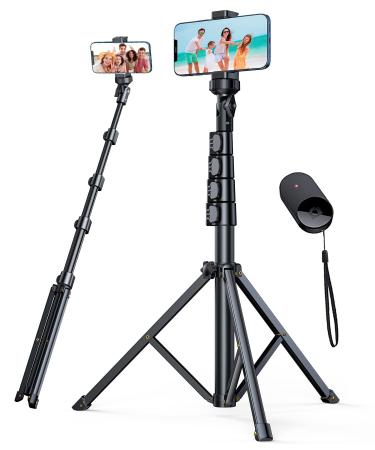 andobil 62'' Tripod for iPhone with Wireless Remote, Extendable Cell Phone Stand Lightweight Travel Tripod Fit for iPhone 13 Pro Max/ 13 Pro/ 13/12/ 11/ PL 14, Samsung S22 S21, Android/Camera/GoPro Black