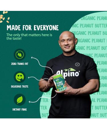 ALPI NO Organic Natural Peanut Butter Crunch - 100% Roasted Organic Peanuts - 30g Protein No Added Sugar & Salt Gluten Free Plant Based Unsweetened Peanut Butter Crunchy (1 KG) - Buy Online on GoSupps.com